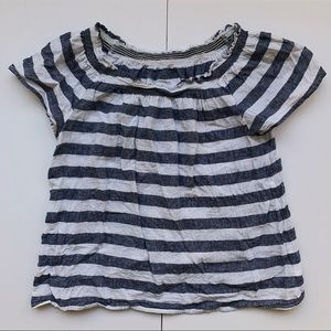 Smock neck striped nautical lightweight Top